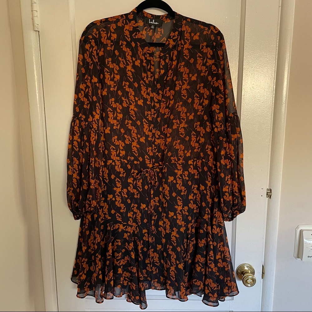 Lulus Sashay My Way Long Sleeve Mini Dress